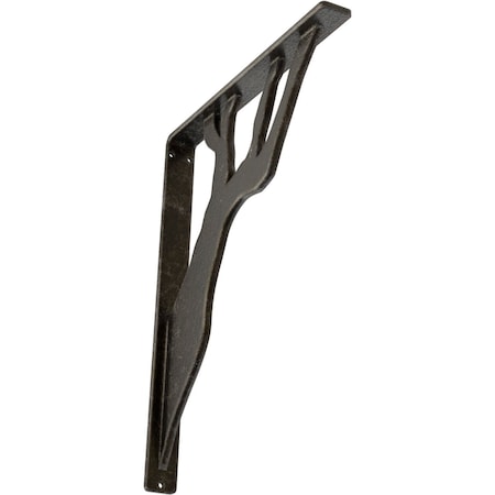 Ekena Millwork Damon Wrought Iron Bracket, (Single center brace), Antiqued Warm Silver 1 1/2"W x 12"D x 15"H BKTM01X12X15SDAAWS